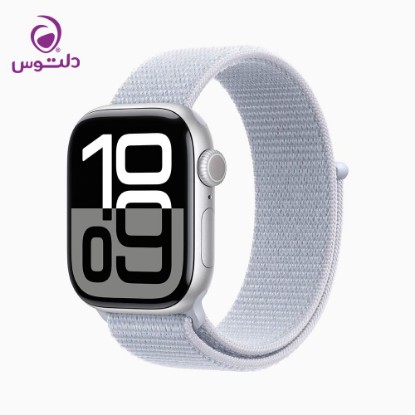 اپل واچ سری ۱۰ سایز ۴۶ میلی متر سیلور با بند پارچه ای