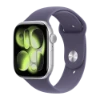 اپل واچ سری 11 سایز 42 سیلور با بند اسپرت سیلیکون پرپل فاگ